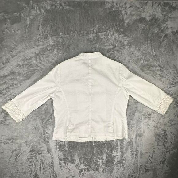 Ruby RD. Ruffled Front/Cuffs White Jacket Size 12 - Picture 7 of 8